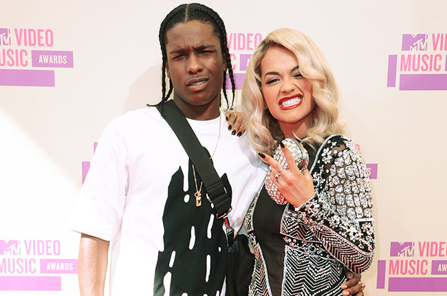 LOS ANGELES, CA - SEPTEMBER 06:  (L-R) Rapper A$AP Rocky and singer Rita Ora arrive at the 2012 MTV Video Music Awards at Staples Center on September 6, 2012 in Los Angeles, California.  (Photo by Steve Granitz/WireImage)